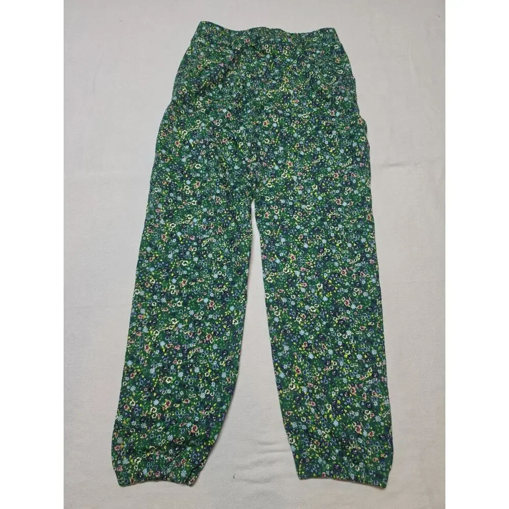 Zara Womens Floral Pants Green Size M